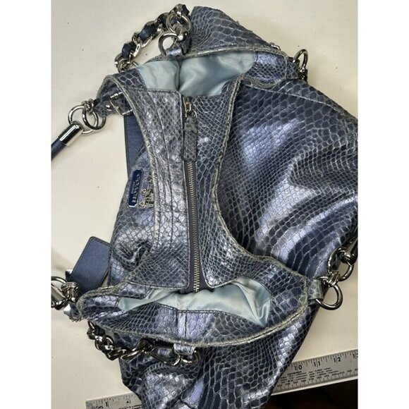 COACH Madison Embossed Leather Python Shoulder Bag Style#: 16349 Blue - Picture 5 of 11
